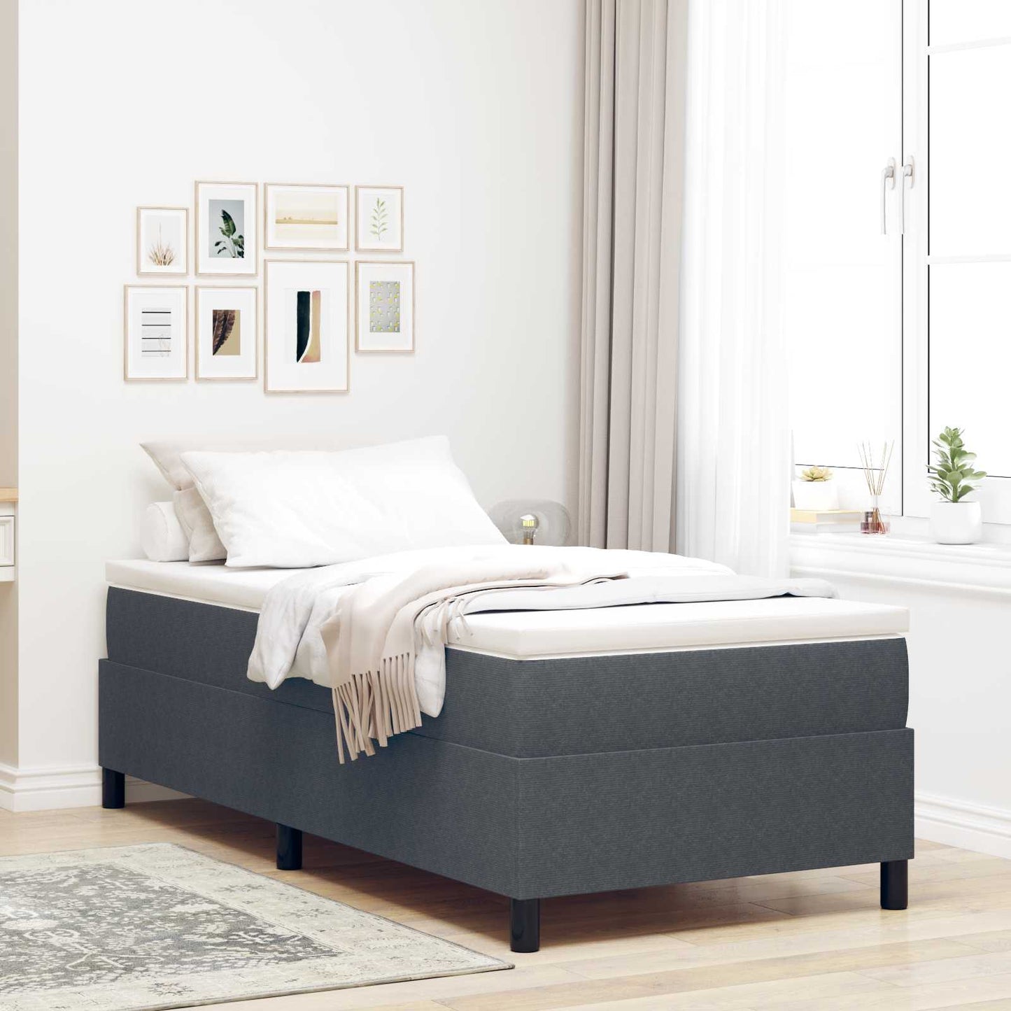 Platform bedframe Donkergrijs 80 x 200 cm Katoen Stof is nu te koop bij PeponiXL, paradijselijk wonen!