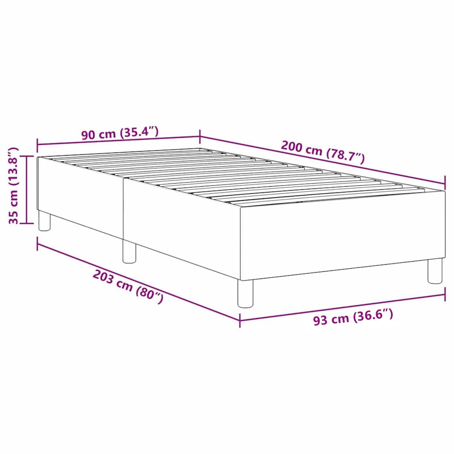 Platform bedframe Donkergrijs 90 x 200 cm Katoen Stof is nu te koop bij PeponiXL, paradijselijk wonen!
