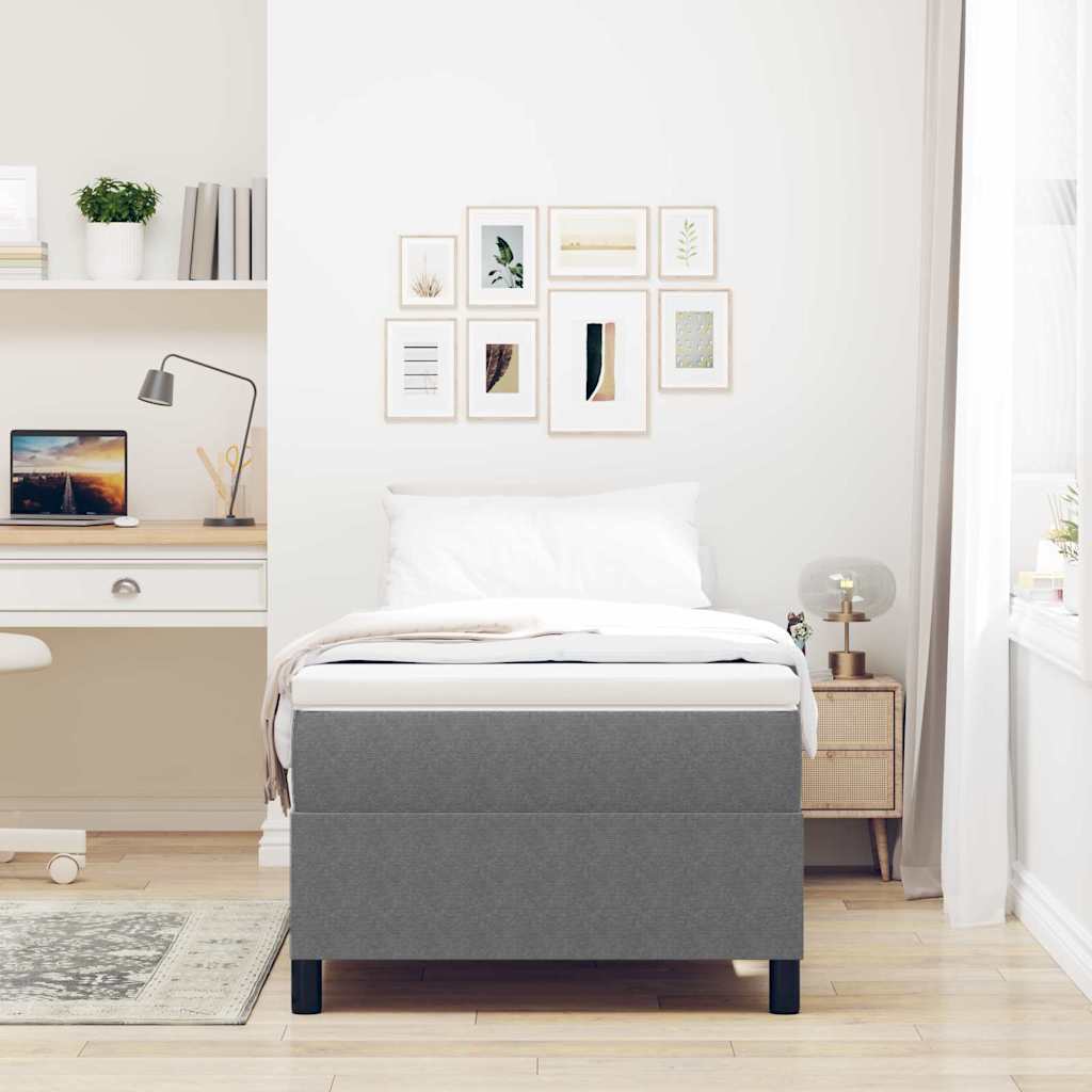Boxspringbed Lichtgrijs en wit. 80 x 200 cm Katoen Stof is nu te koop bij PeponiXL, paradijselijk wonen!