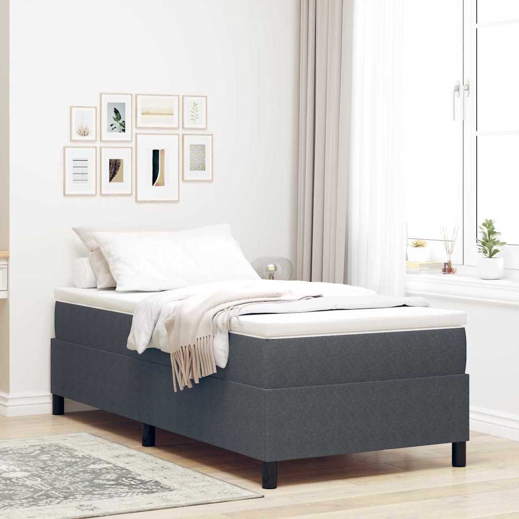 Boxspringbed Donkergrijs en Wit 80 x 200 cm Katoen Stof is nu te koop bij PeponiXL, paradijselijk wonen!