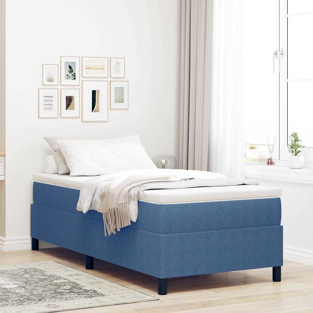 Boxspringbed Blauw en Wit 90 x 190 cm Katoen Stof