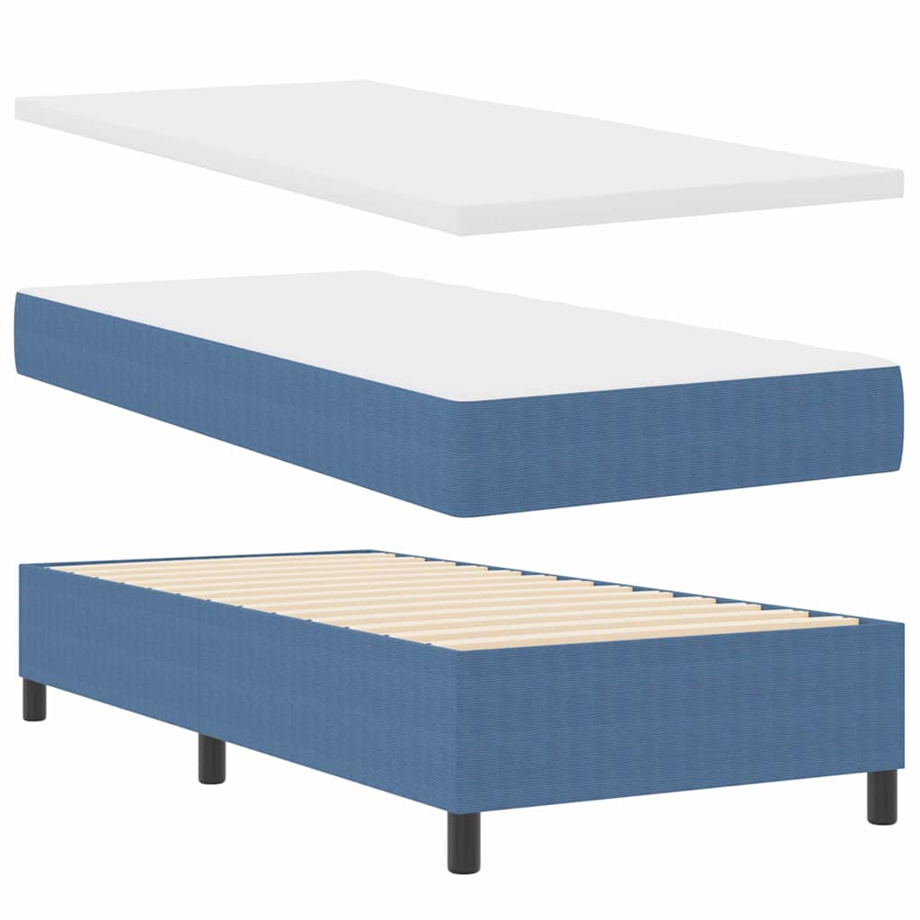 Boxspringbed Blauw en Wit 90 x 190 cm Katoen Stof