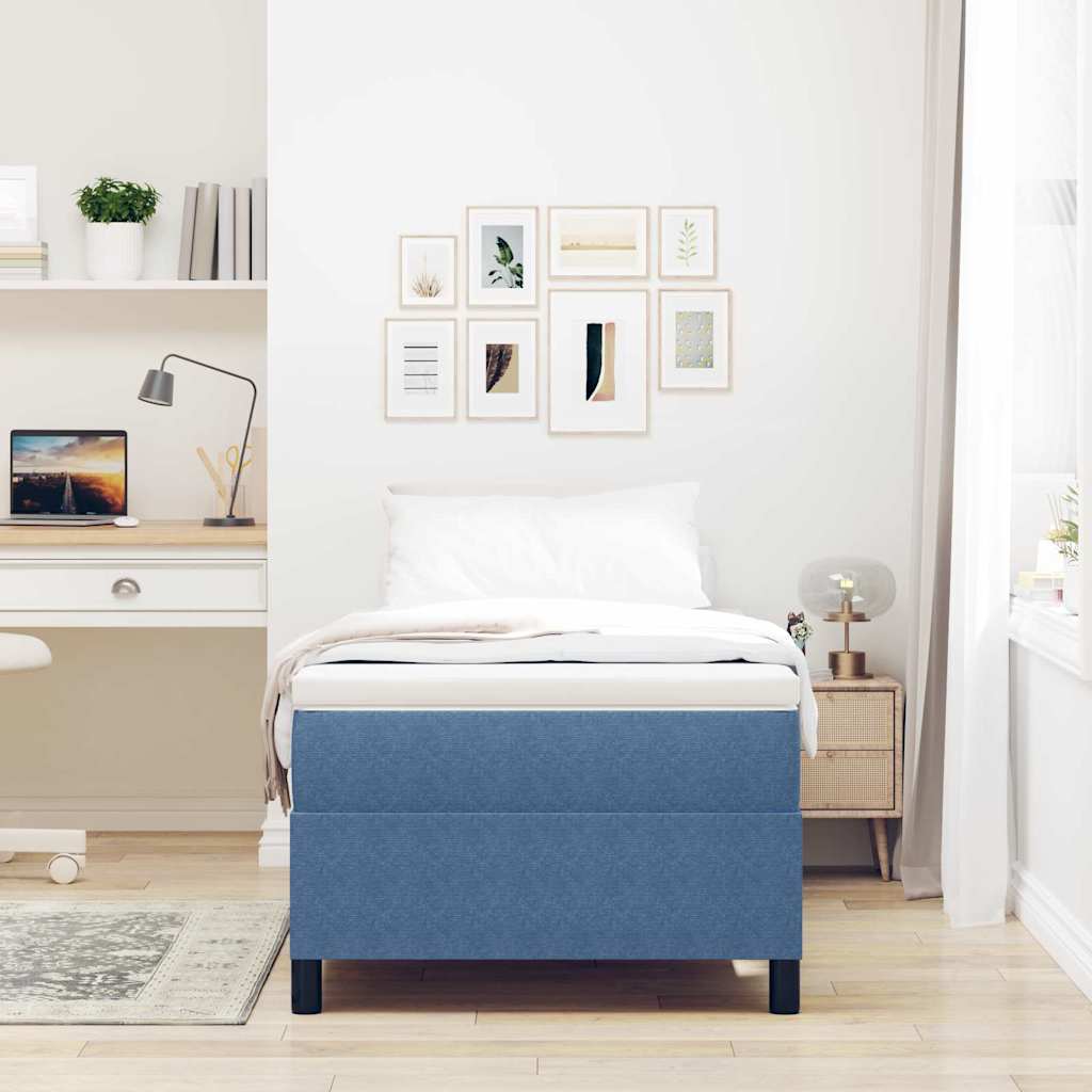 Boxspringbed Blauw en Wit 90 x 200 cm Katoen Stof is nu te koop bij PeponiXL, paradijselijk wonen!