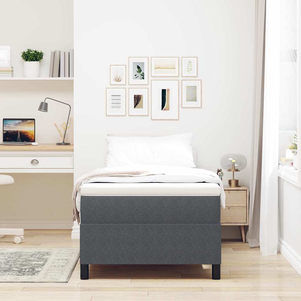 Boxspringbed Donkergrijs en Wit 100 x 200 cm Katoen Stof is nu te koop bij PeponiXL, paradijselijk wonen!