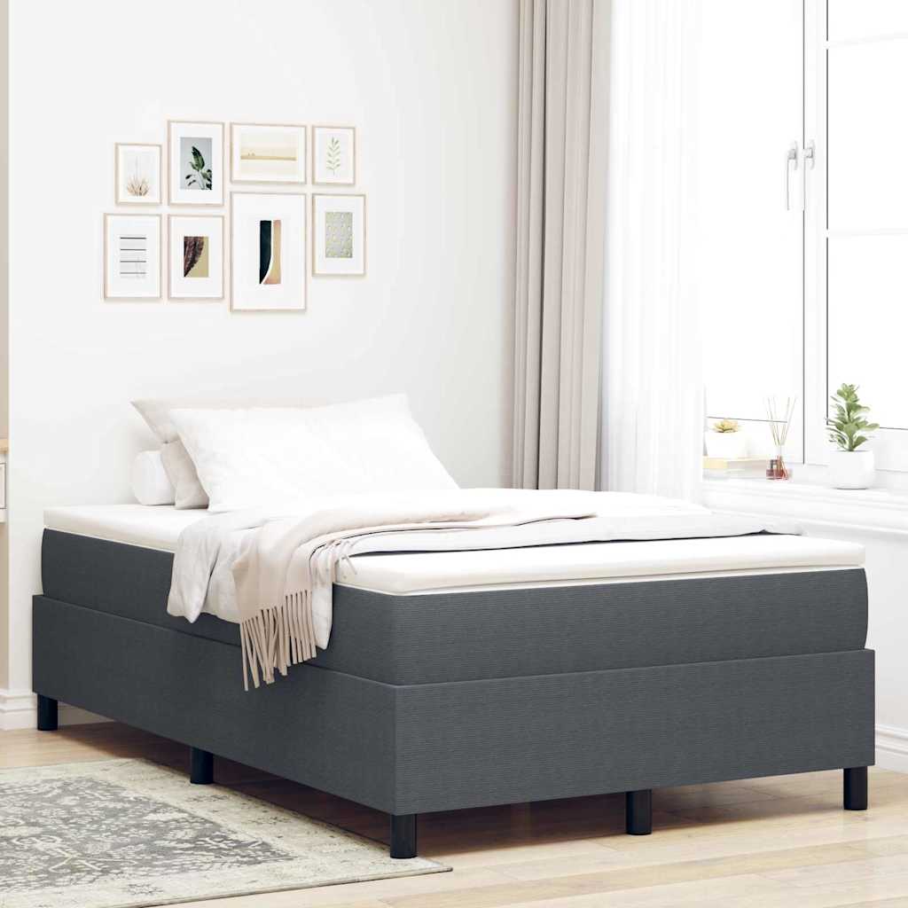 Boxspringbed Donkergrijs en Wit 120 x 190 cm Katoen Stof is nu te koop bij PeponiXL, paradijselijk wonen!