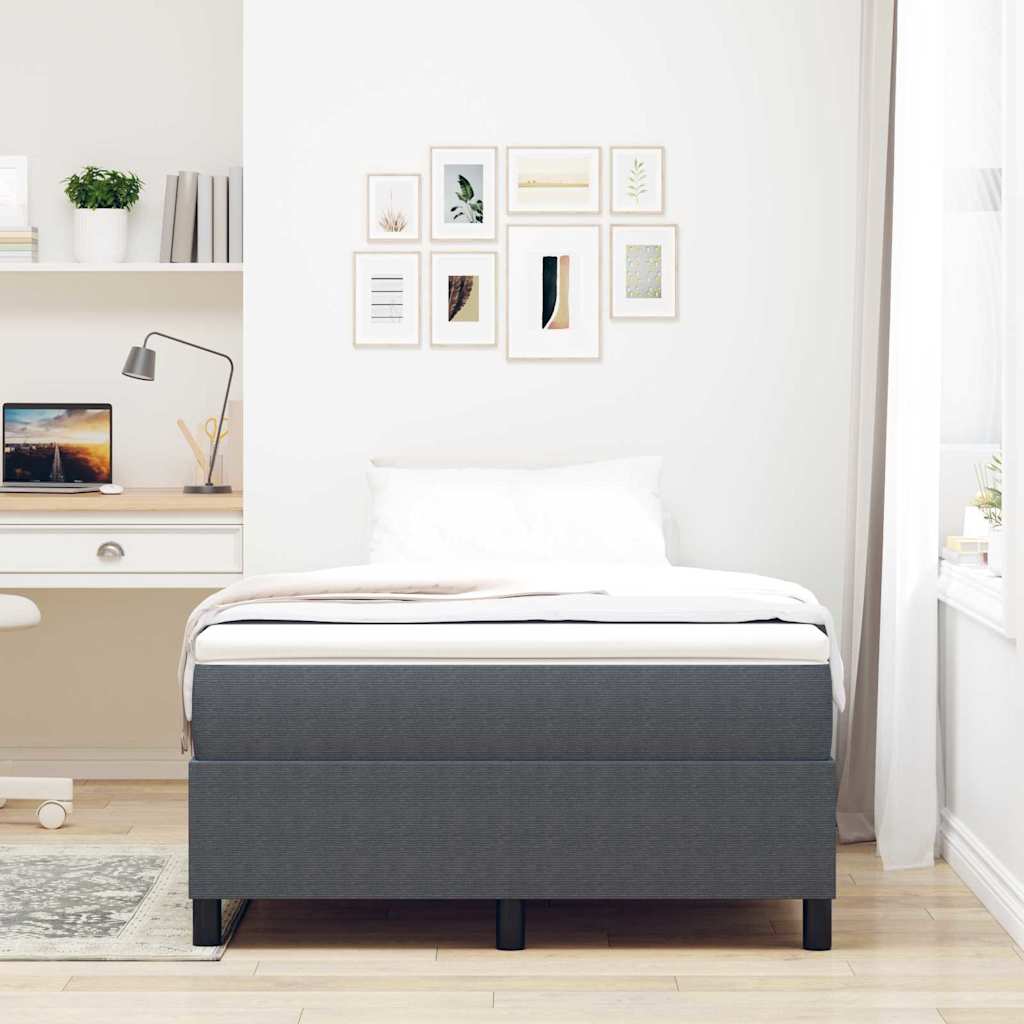 Boxspringbed Donkergrijs en Wit 120 x 190 cm Katoen Stof is nu te koop bij PeponiXL, paradijselijk wonen!