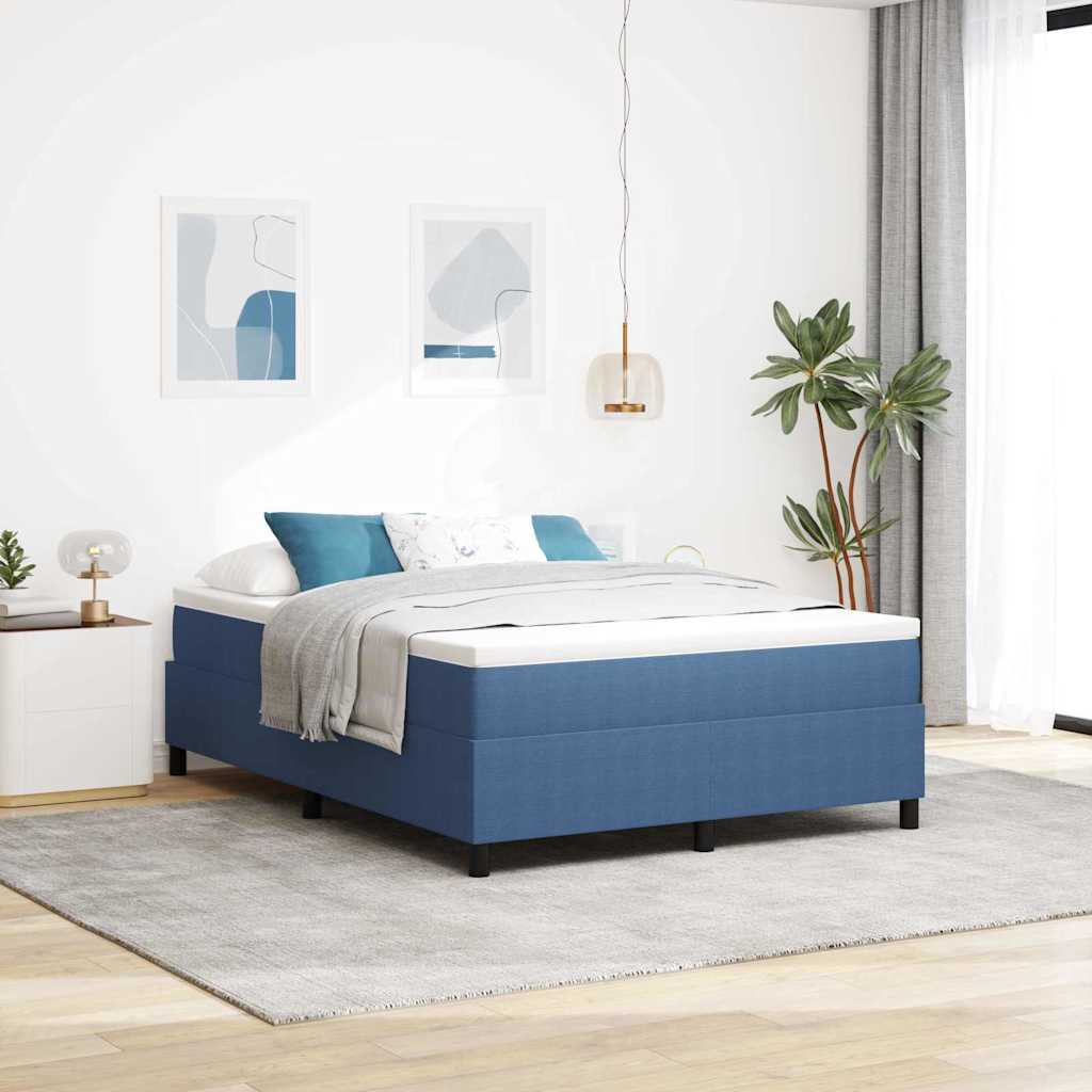 Boxspringbed Blauw en Wit 140 x 190 cm Katoen Stof is nu te koop bij PeponiXL, paradijselijk wonen!