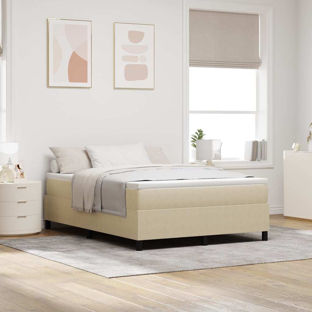 Boxspringbed Lichtgrijs en wit. 160 x 200 cm Katoen Stof