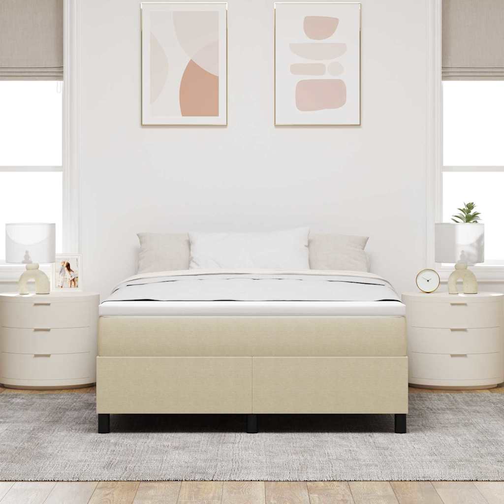 Boxspringbed Lichtgrijs en wit. 160 x 200 cm Katoen Stof