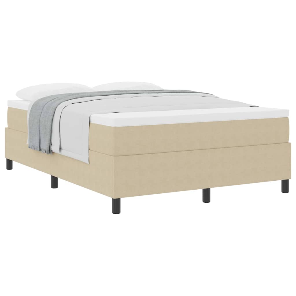 Boxspringbed Lichtgrijs en wit. 160 x 200 cm Katoen Stof