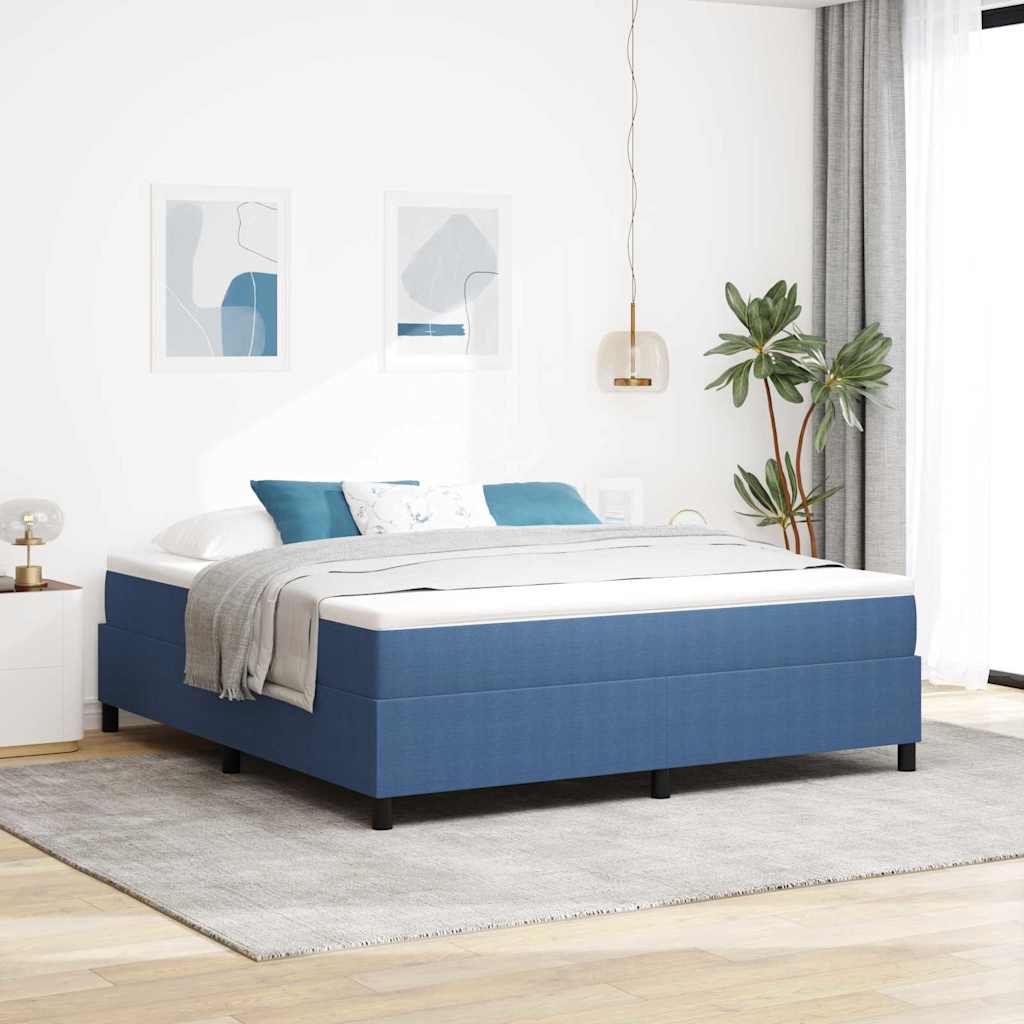 Boxspringbed Blauw en Wit 180 x 200 cm Katoen Stof is nu te koop bij PeponiXL, paradijselijk wonen!