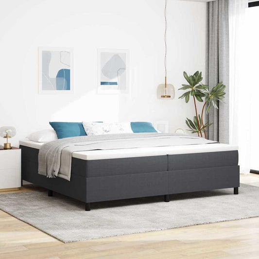 Boxspringbed Donkergrijs en Wit 200 x 200 cm Katoen Stof is nu te koop bij PeponiXL, paradijselijk wonen!