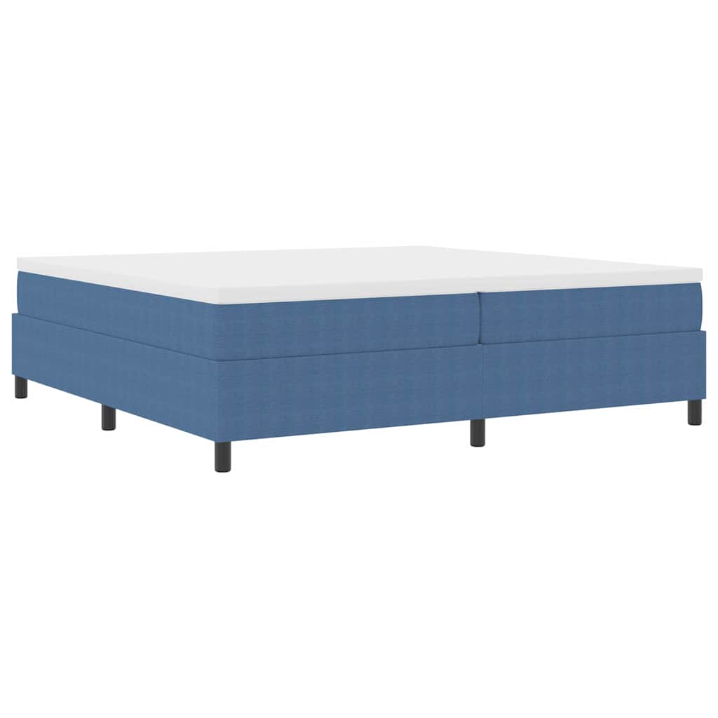 Boxspringbed Blauw en Wit 200 x 200 cm Katoen Stof is nu te koop bij PeponiXL, paradijselijk wonen!
