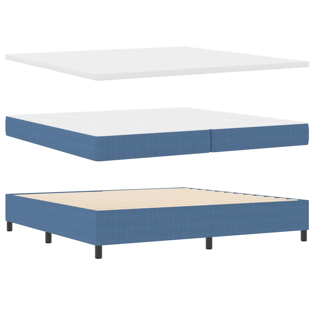 Boxspringbed Blauw en Wit 200 x 200 cm Katoen Stof is nu te koop bij PeponiXL, paradijselijk wonen!