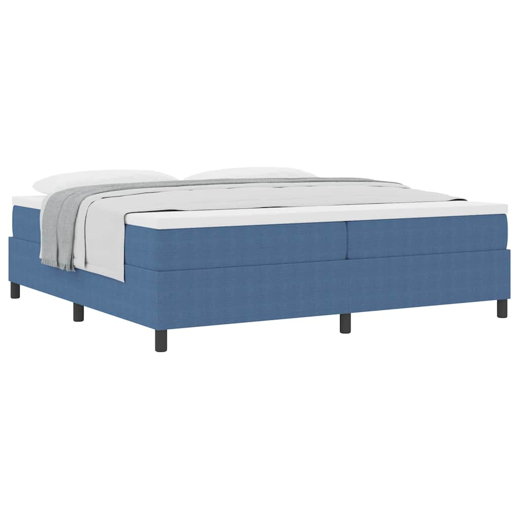 Boxspringbed Blauw en Wit 200 x 200 cm Katoen Stof is nu te koop bij PeponiXL, paradijselijk wonen!