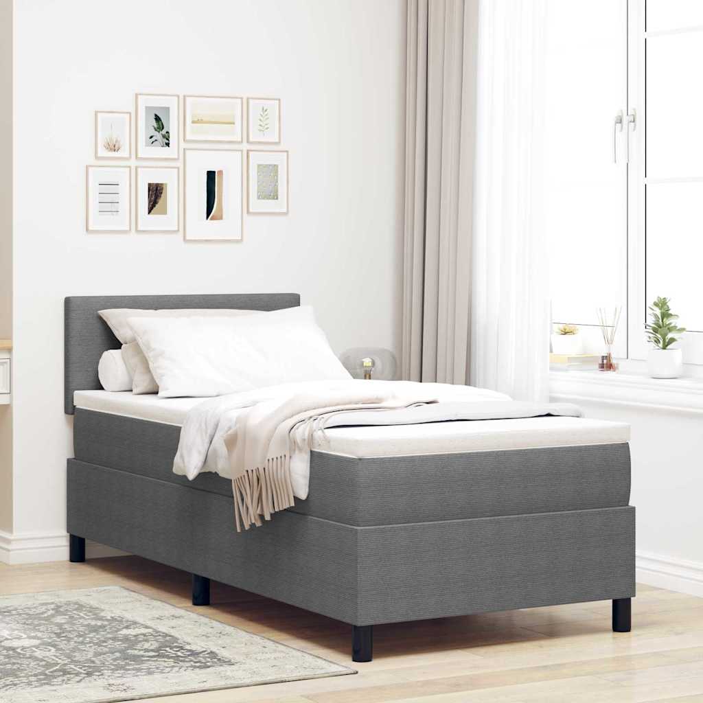 Boxspringbed Lichtgrijs en wit. 80 x 200 cm Katoen Stof is nu te koop bij PeponiXL, paradijselijk wonen!