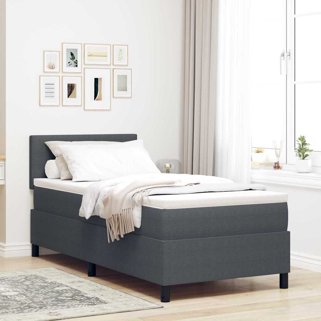 Boxspringbed Donkergrijs en Wit 80 x 200 cm Katoen Stof is nu te koop bij PeponiXL, paradijselijk wonen!