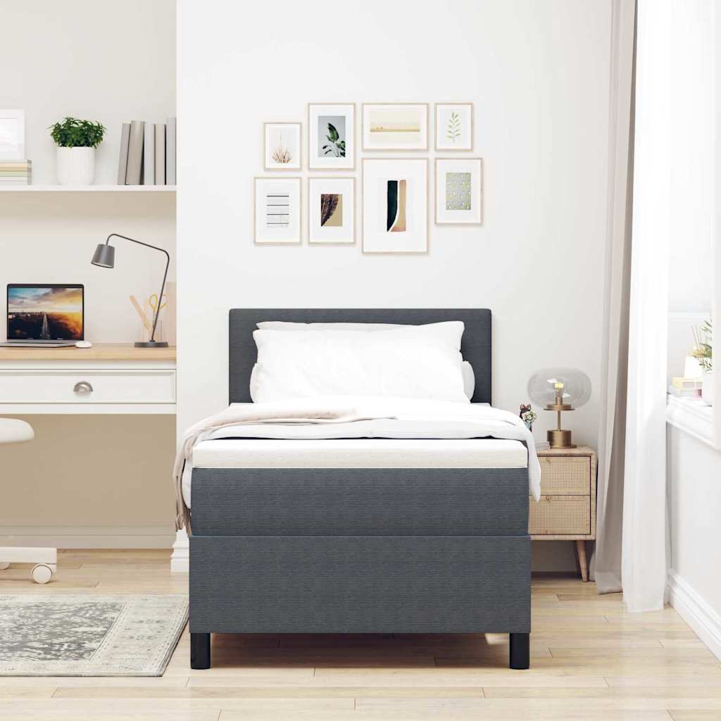 Boxspringbed Donkergrijs en Wit 80 x 200 cm Katoen Stof is nu te koop bij PeponiXL, paradijselijk wonen!