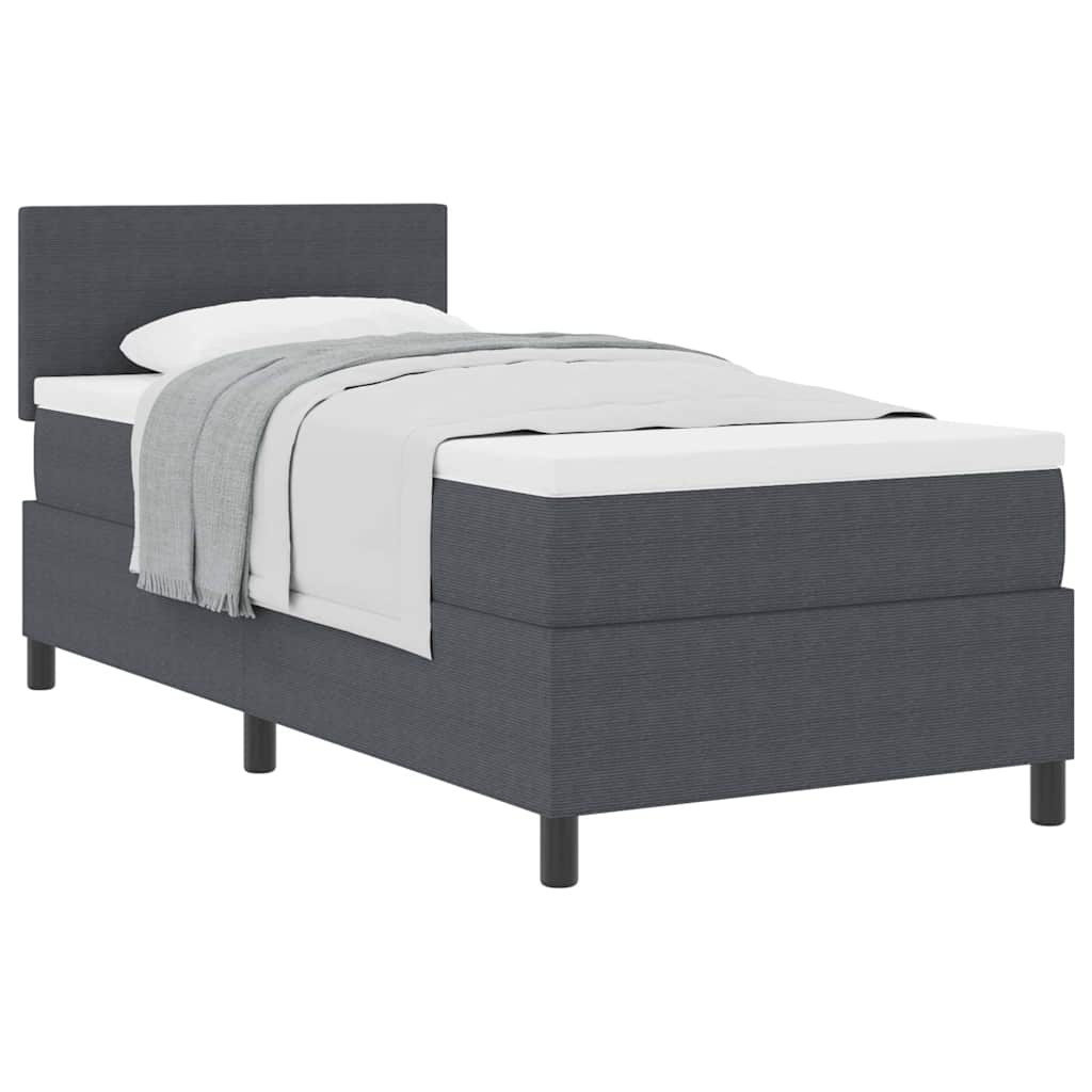 Boxspringbed Donkergrijs en Wit 80 x 200 cm Katoen Stof is nu te koop bij PeponiXL, paradijselijk wonen!