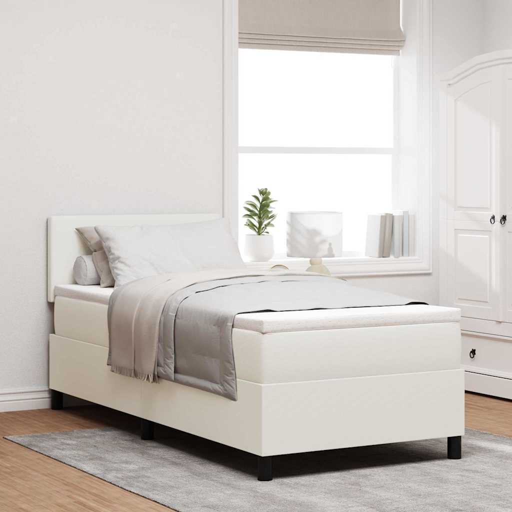 Boxspringbed Crème en Wit 100 x 200 cm Katoen Stof is nu te koop bij PeponiXL, paradijselijk wonen!