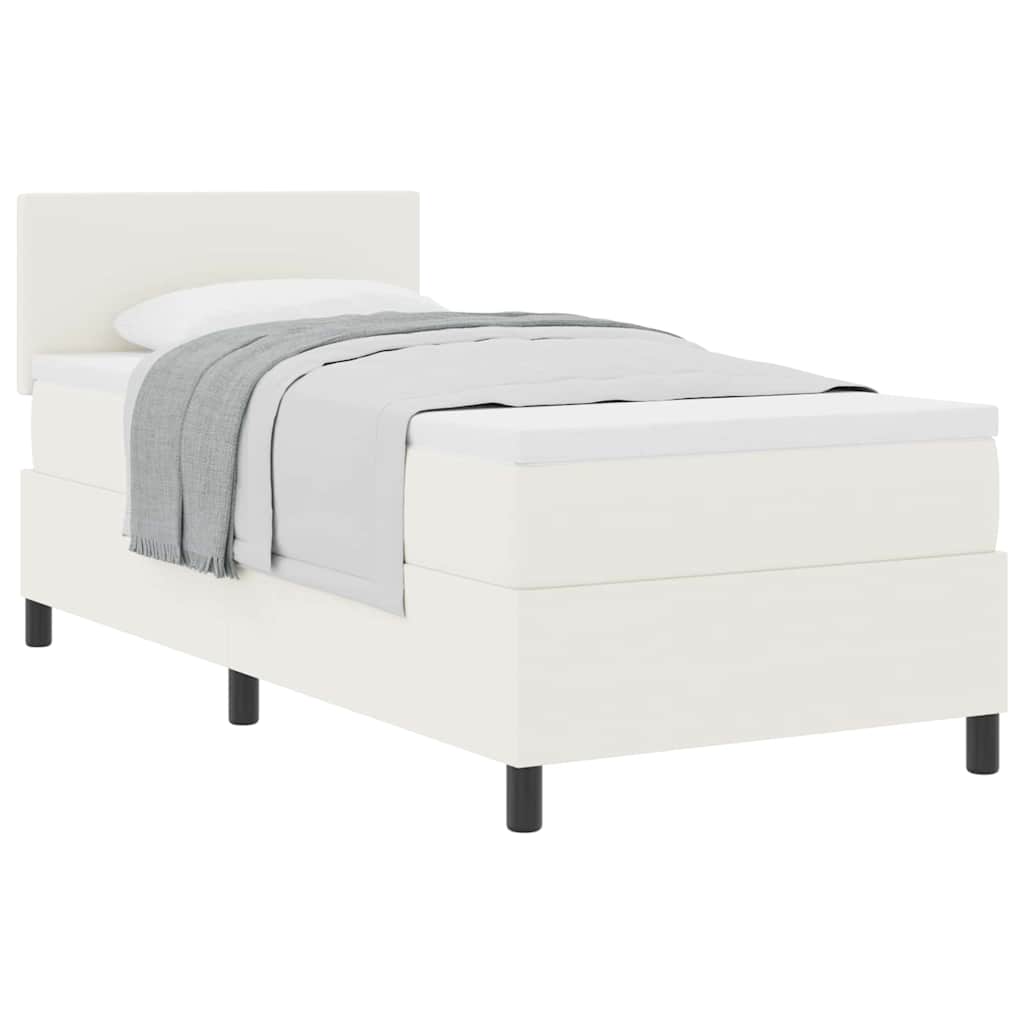 Boxspringbed Crème en Wit 100 x 200 cm Katoen Stof is nu te koop bij PeponiXL, paradijselijk wonen!