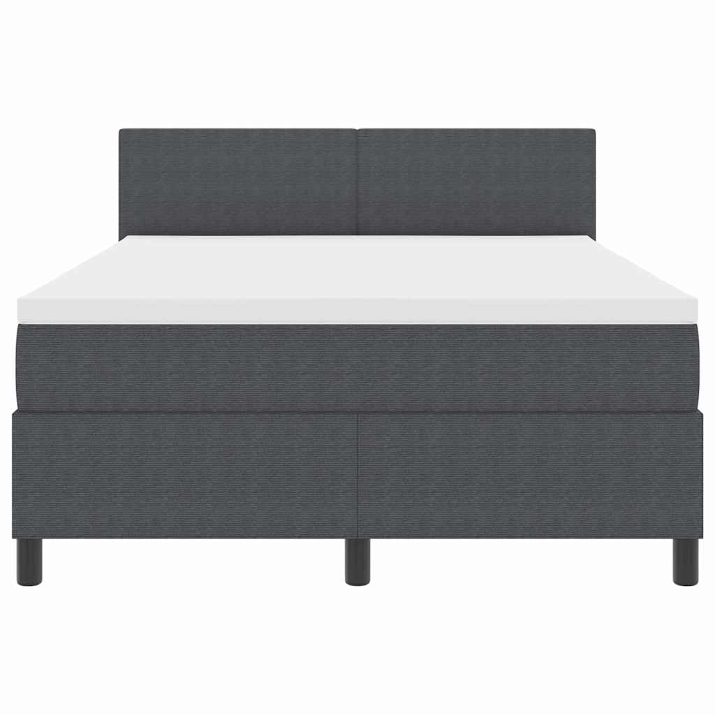 Boxspringbed Donkergrijs en Wit 140 x 200 cm Katoen Stof is nu te koop bij PeponiXL, paradijselijk wonen!
