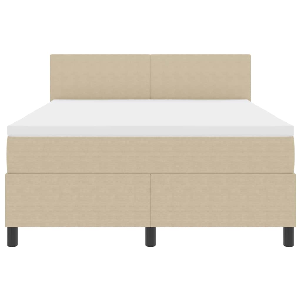 Boxspringbed Lichtgrijs en wit. 160 x 200 cm Katoen Stof