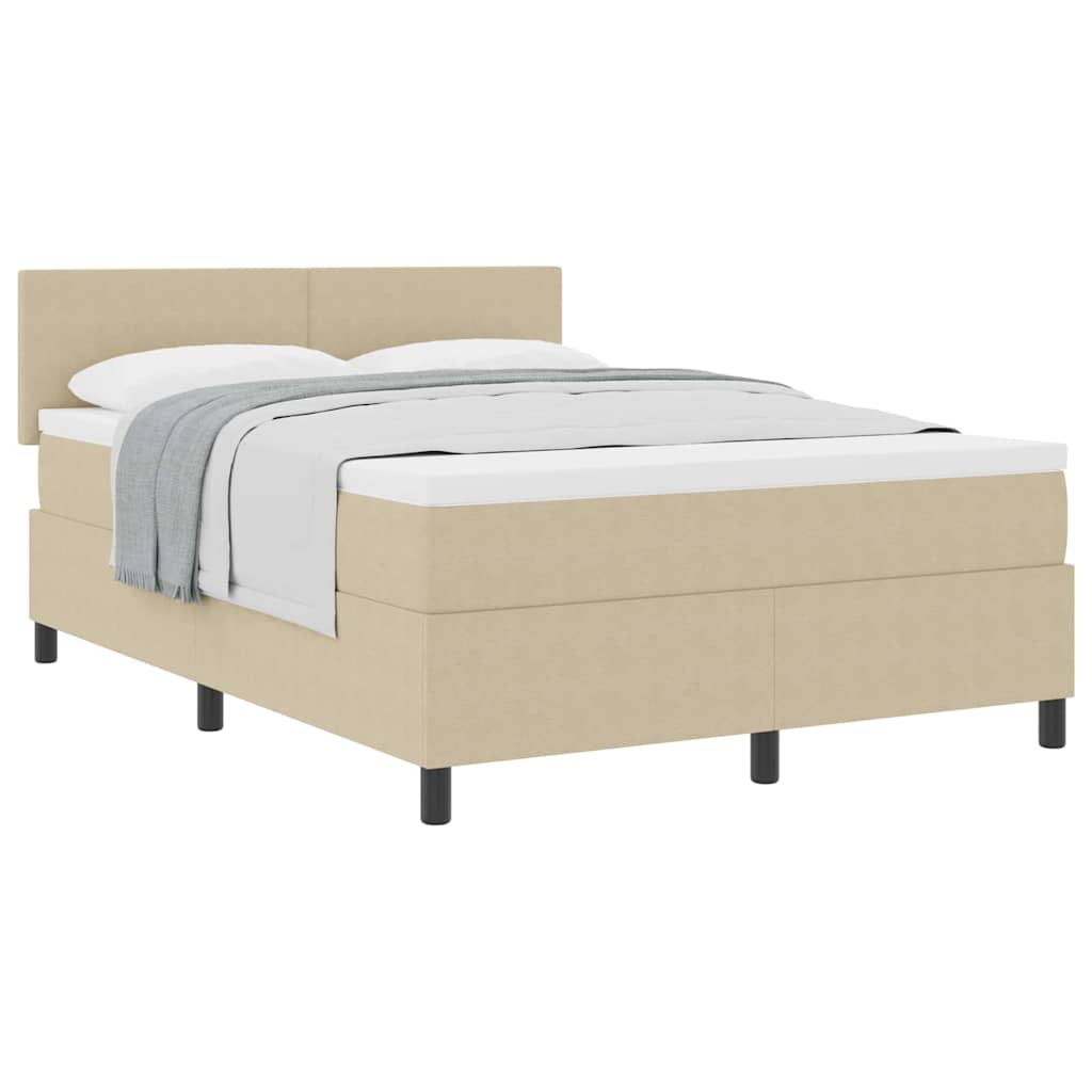Boxspringbed Lichtgrijs en wit. 160 x 200 cm Katoen Stof