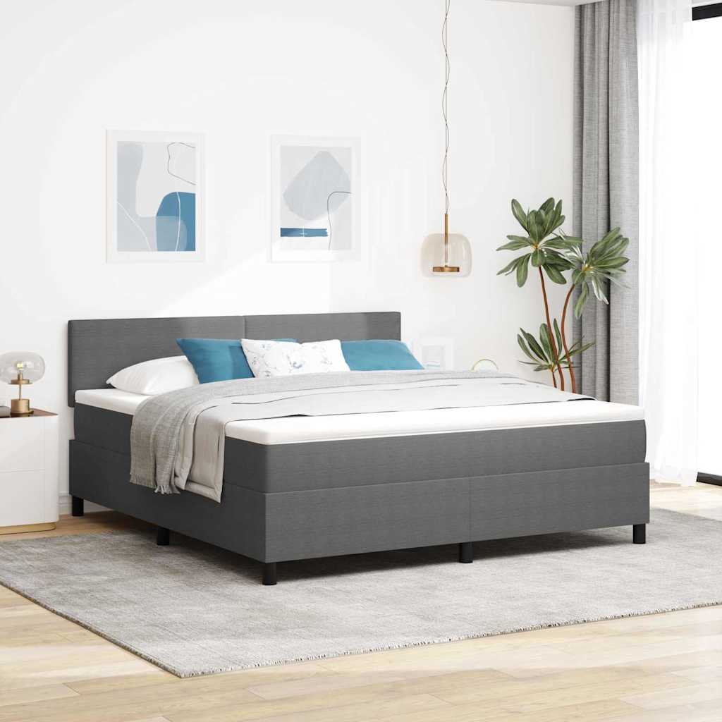 Boxspringbed Lichtgrijs en wit. 180 x 200 cm Katoen Stof