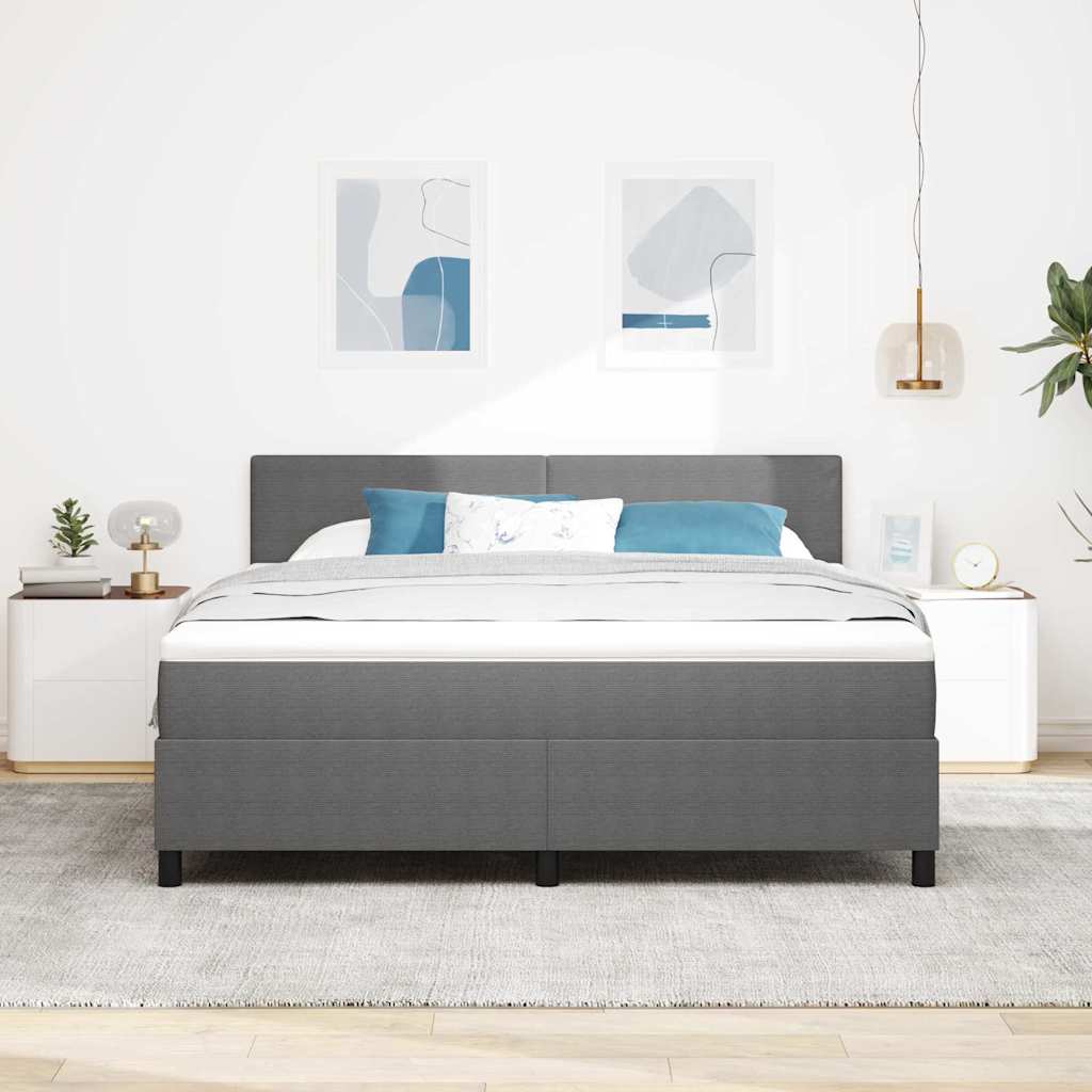 Boxspringbed Lichtgrijs en wit. 180 x 200 cm Katoen Stof