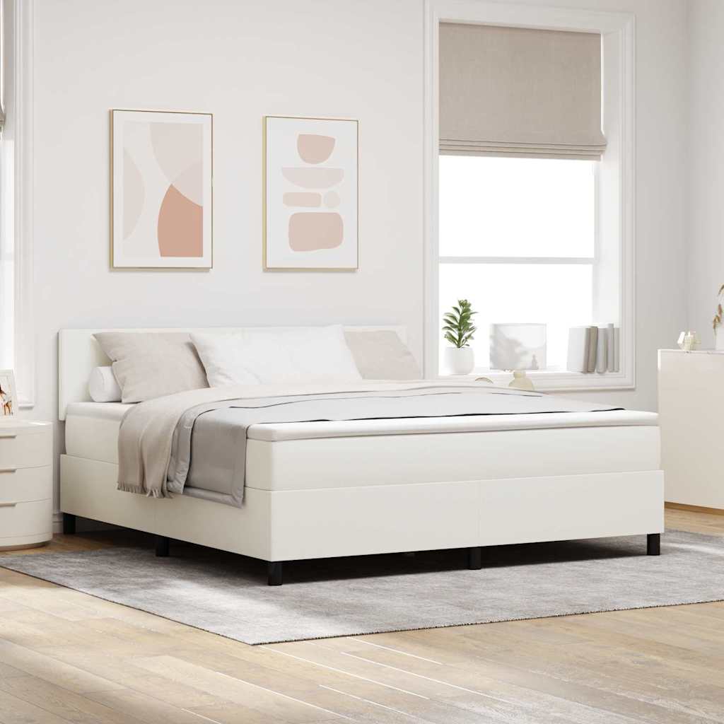 Boxspringbed Crème en Wit 180 x 200 cm Katoen Stof
