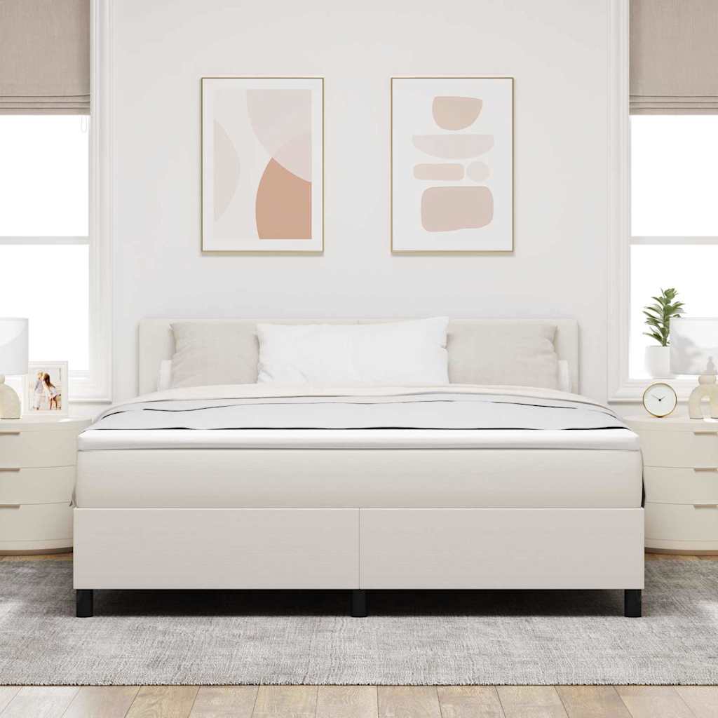 Boxspringbed Crème en Wit 180 x 200 cm Katoen Stof