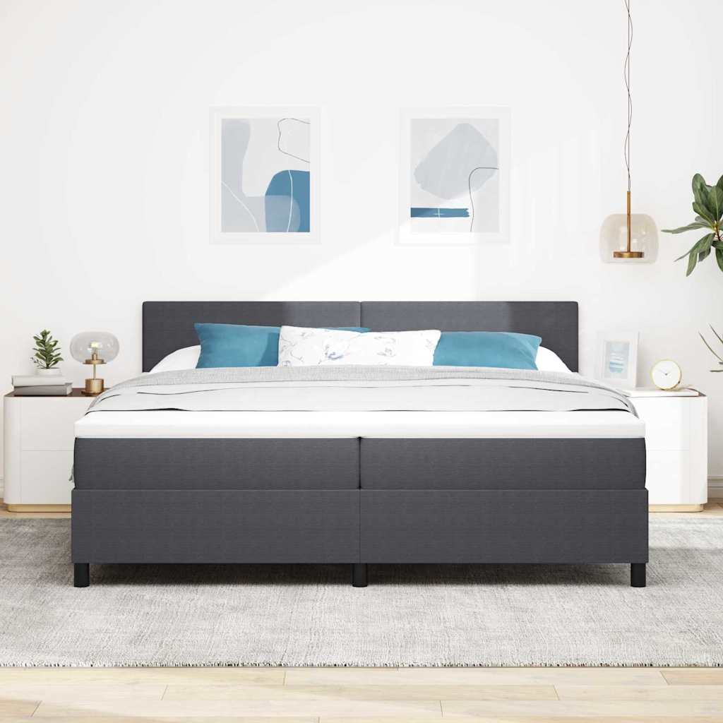 Boxspringbed Donkergrijs en Wit 200 x 200 cm Katoen Stof is nu te koop bij PeponiXL, paradijselijk wonen!