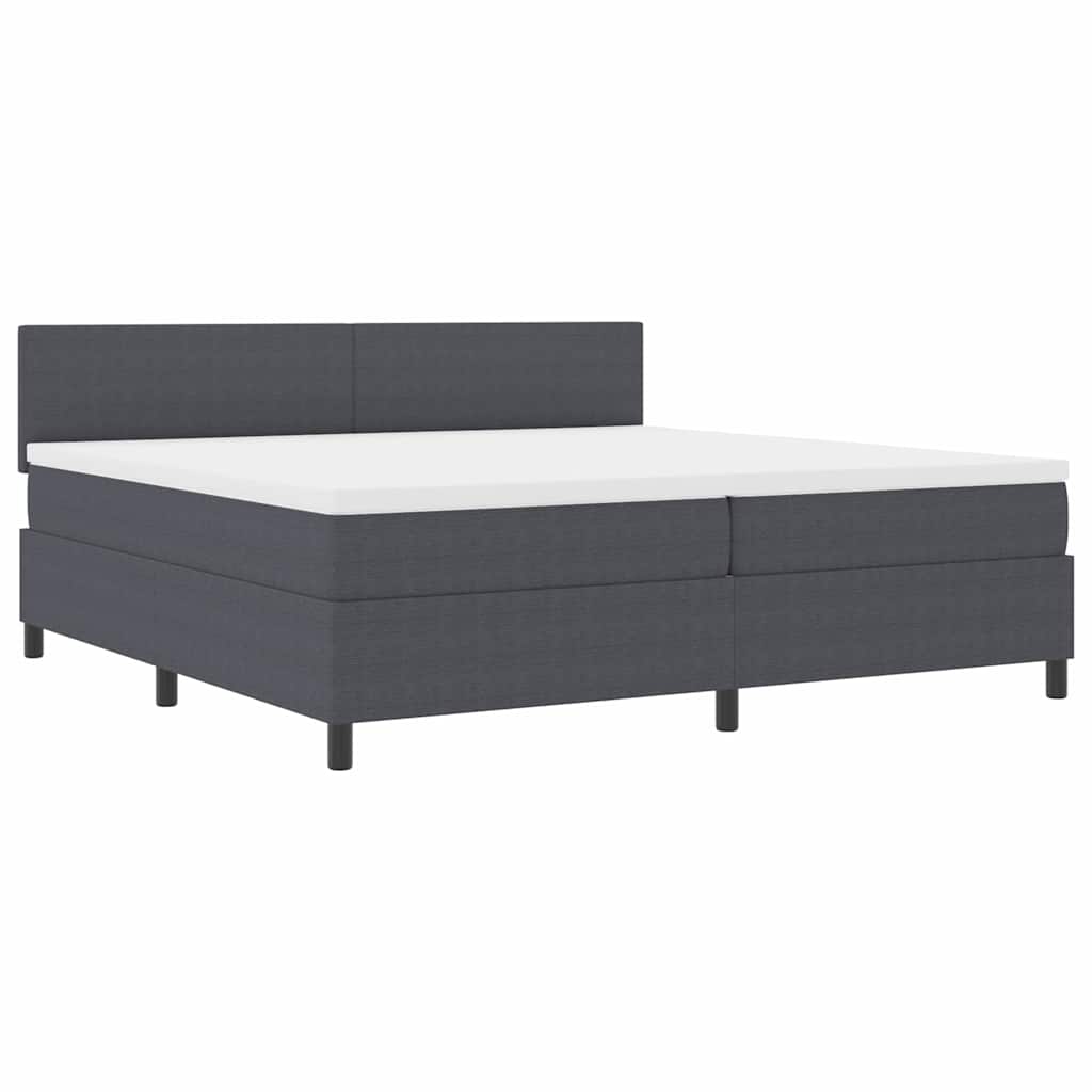 Boxspringbed Donkergrijs en Wit 200 x 200 cm Katoen Stof is nu te koop bij PeponiXL, paradijselijk wonen!
