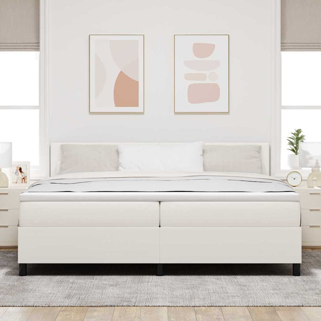 Boxspringbed Crème en Wit 200 x 200 cm Katoen Stof is nu te koop bij PeponiXL, paradijselijk wonen!