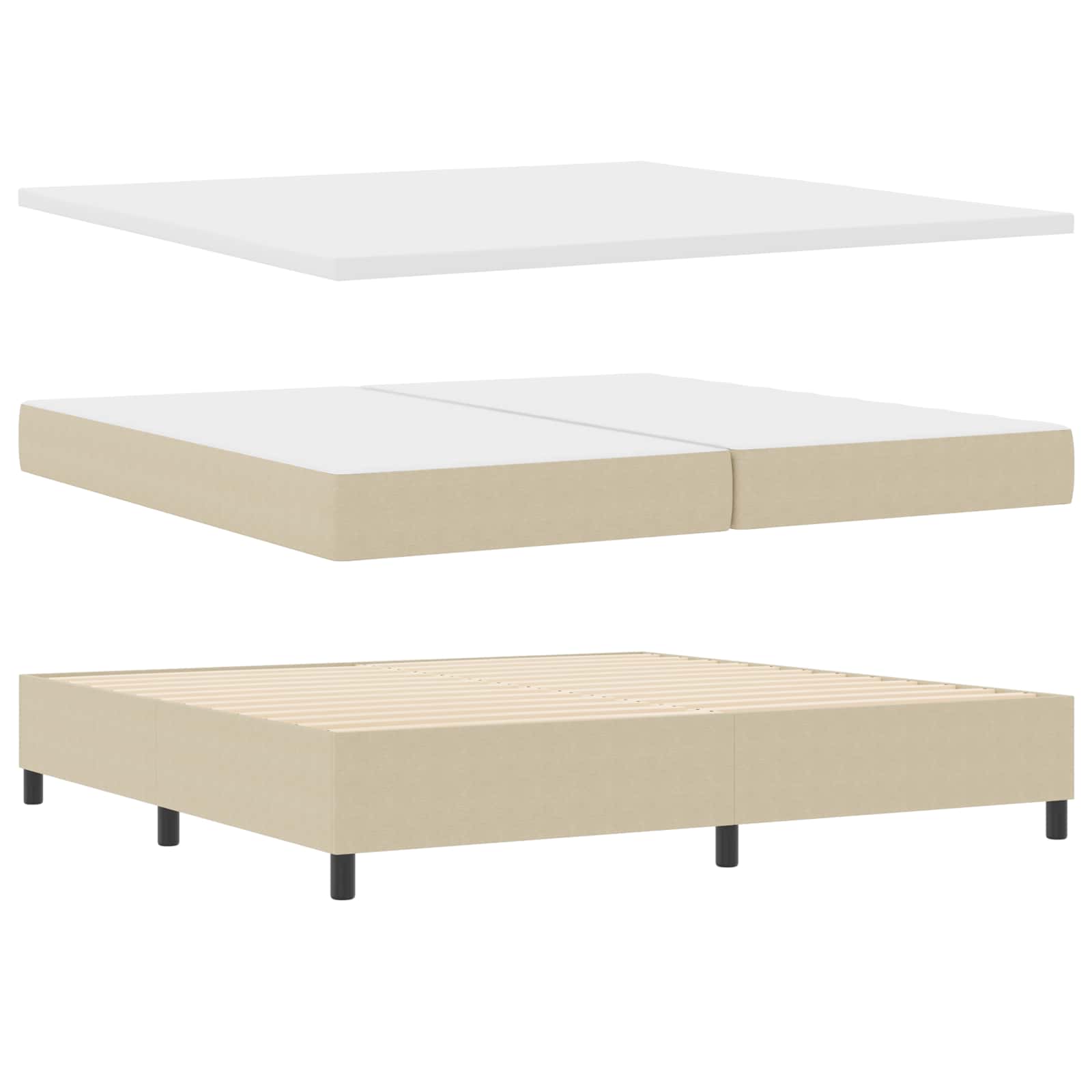 Boxspringbed Lichtgrijs en wit. 200 x 200 cm Katoen Stof is nu te koop bij PeponiXL, paradijselijk wonen!