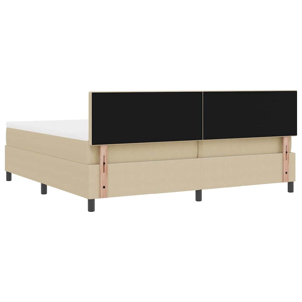 Boxspringbed Lichtgrijs en wit. 200 x 200 cm Katoen Stof is nu te koop bij PeponiXL, paradijselijk wonen!