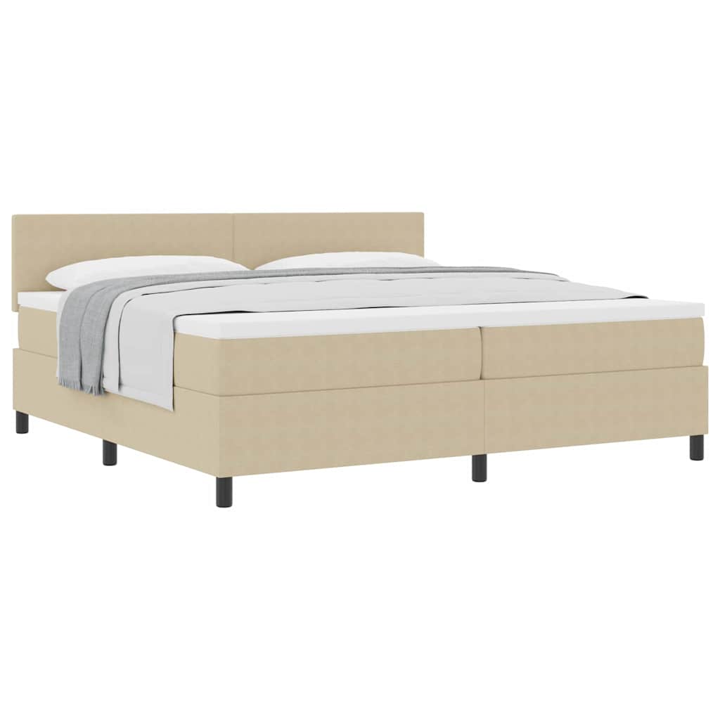 Boxspringbed Lichtgrijs en wit. 200 x 200 cm Katoen Stof is nu te koop bij PeponiXL, paradijselijk wonen!