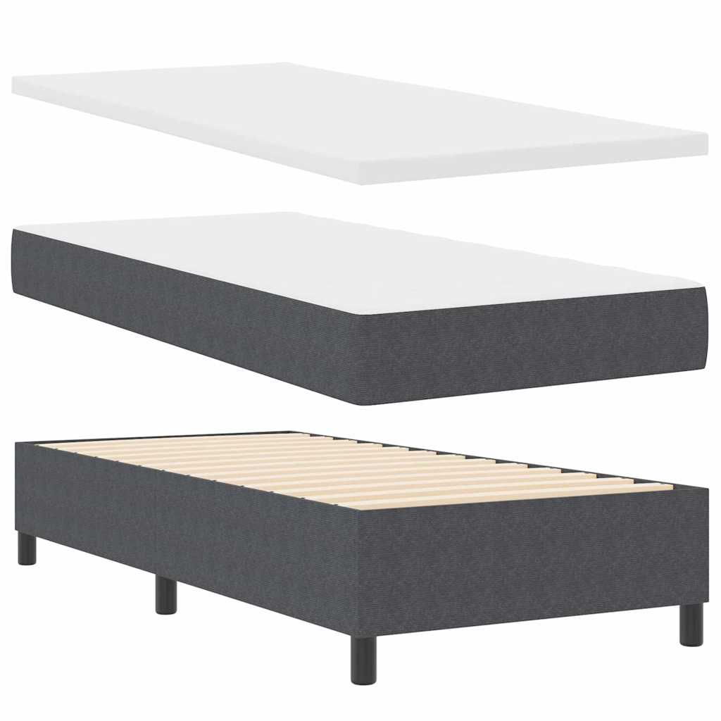Boxspringbed Donkergrijs en Wit 80 x 200 cm Katoen Stof is nu te koop bij PeponiXL, paradijselijk wonen!