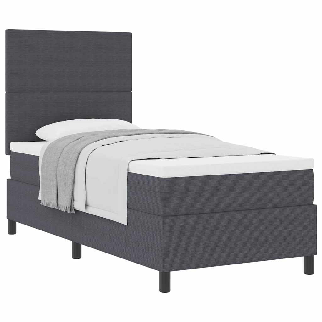 Boxspringbed Donkergrijs en Wit 80 x 200 cm Katoen Stof is nu te koop bij PeponiXL, paradijselijk wonen!