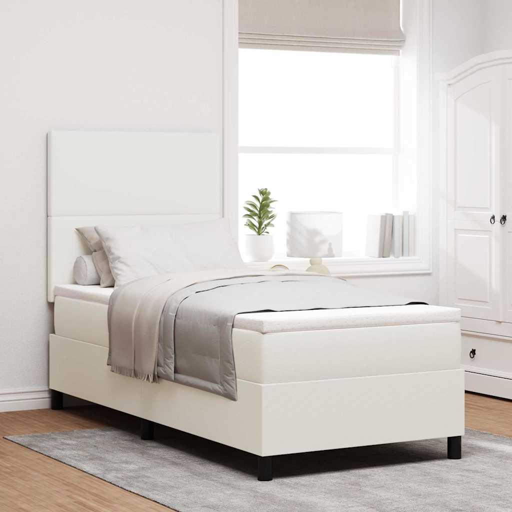 Boxspringbed Crème en Wit 90 x 190 cm Katoen Stof