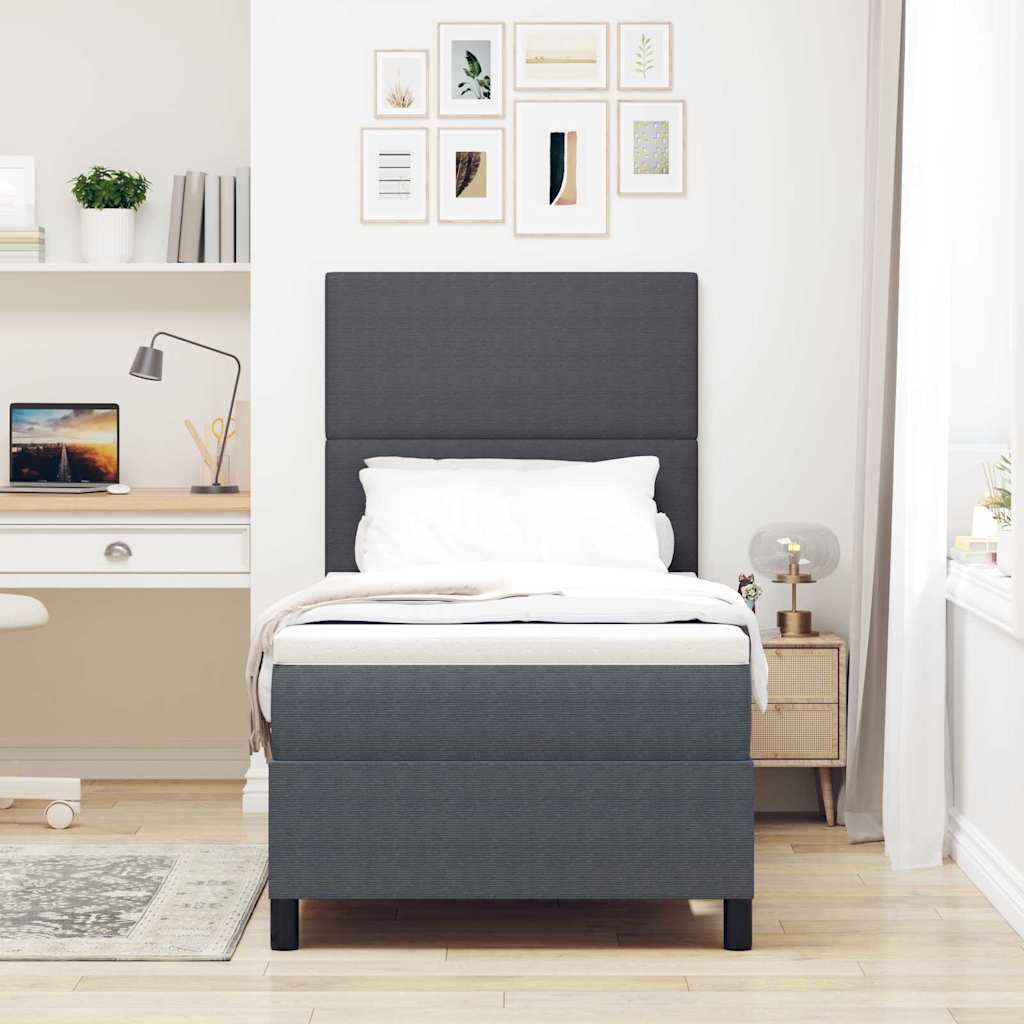 Boxspringbed Donkergrijs en Wit 100 x 200 cm Katoen Stof is nu te koop bij PeponiXL, paradijselijk wonen!