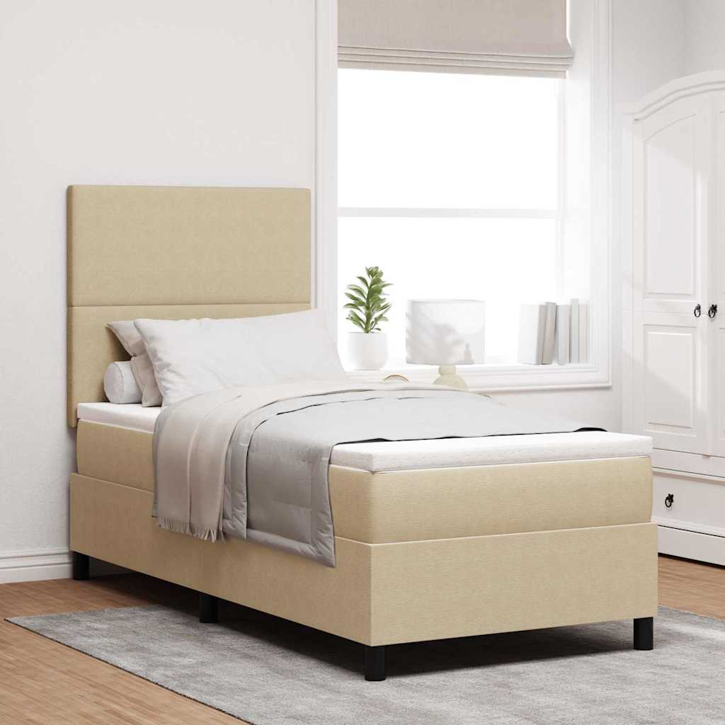 Boxspringbed Lichtgrijs en wit. 100 x 200 cm Katoen Stof is nu te koop bij PeponiXL, paradijselijk wonen!