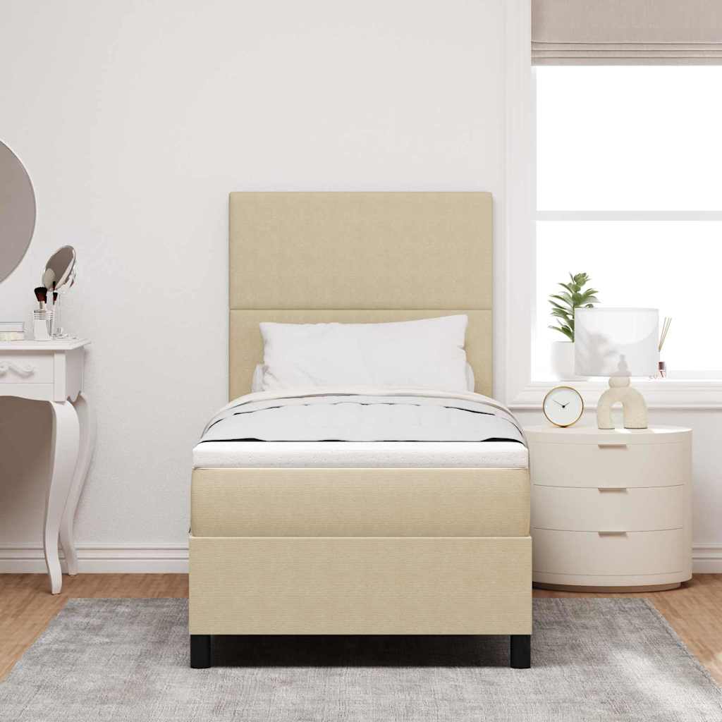 Boxspringbed Lichtgrijs en wit. 100 x 200 cm Katoen Stof is nu te koop bij PeponiXL, paradijselijk wonen!