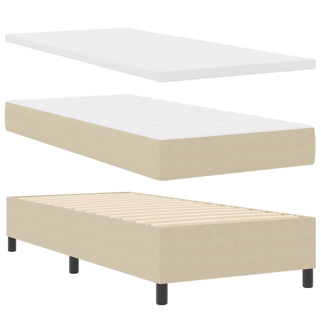 Boxspringbed Lichtgrijs en wit. 100 x 200 cm Katoen Stof is nu te koop bij PeponiXL, paradijselijk wonen!