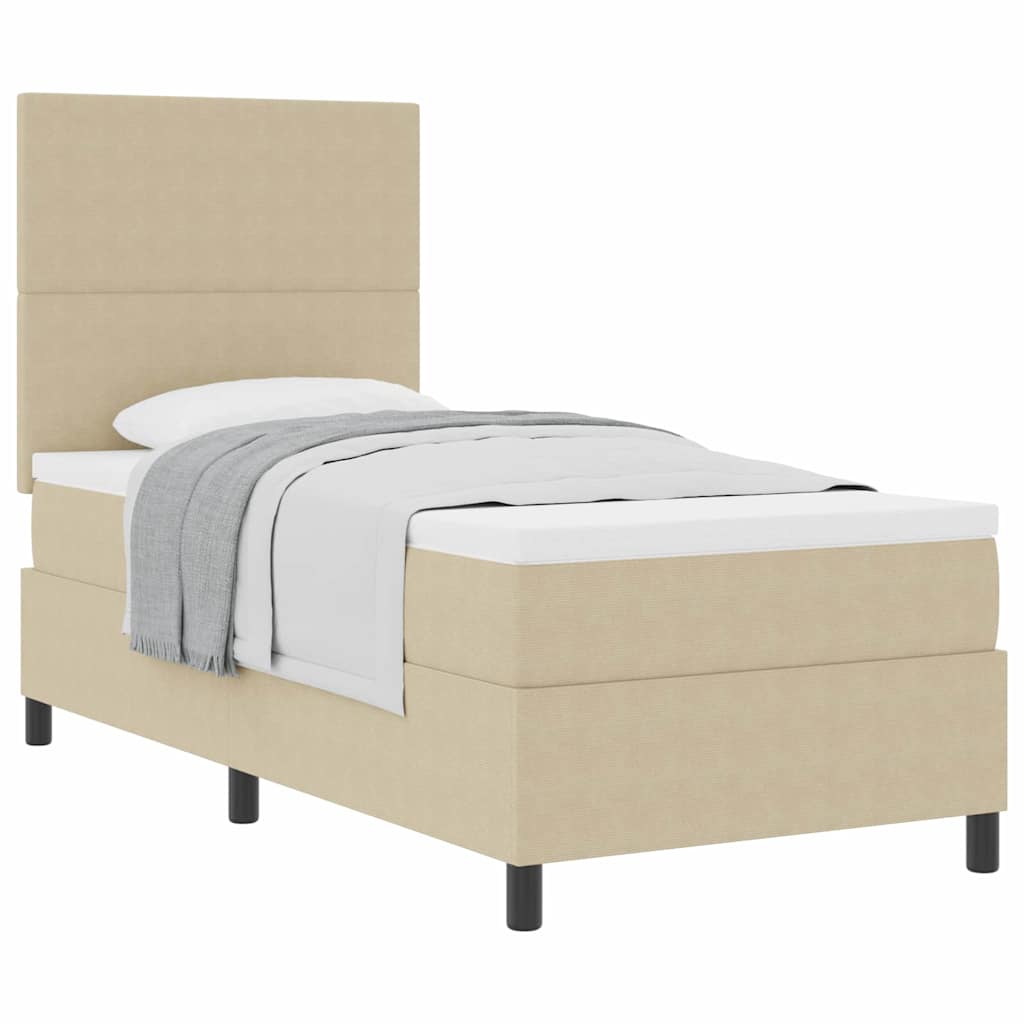 Boxspringbed Lichtgrijs en wit. 100 x 200 cm Katoen Stof is nu te koop bij PeponiXL, paradijselijk wonen!