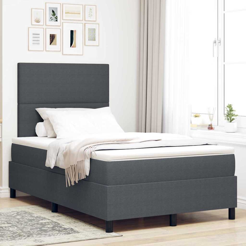 Boxspringbed Donkergrijs en Wit 120 x 190 cm Katoen Stof is nu te koop bij PeponiXL, paradijselijk wonen!