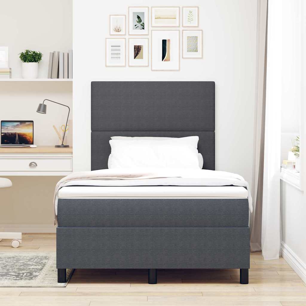 Boxspringbed Donkergrijs en Wit 120 x 190 cm Katoen Stof is nu te koop bij PeponiXL, paradijselijk wonen!