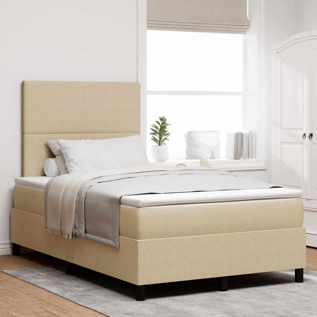 Boxspringbed Lichtgrijs en wit. 120 x 200 cm Katoen Stof