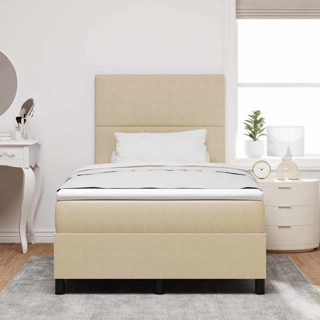 Boxspringbed Lichtgrijs en wit. 120 x 200 cm Katoen Stof